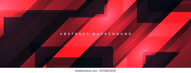 Wide 3d red abstract modern banner background with futuristic geometric diagonal shapes. Vector illustration