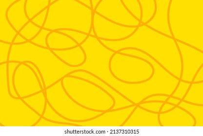 Amplio fondo abstracto con pasta, macarrones o espagueti. Banner horizontal con línea amarilla dibujada a mano, doodle pasta. Ilustración del vector