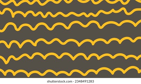 Wide abstract background with pasta, noodle or spaghetti. Horizontal doodle pasta. Vector illustration
