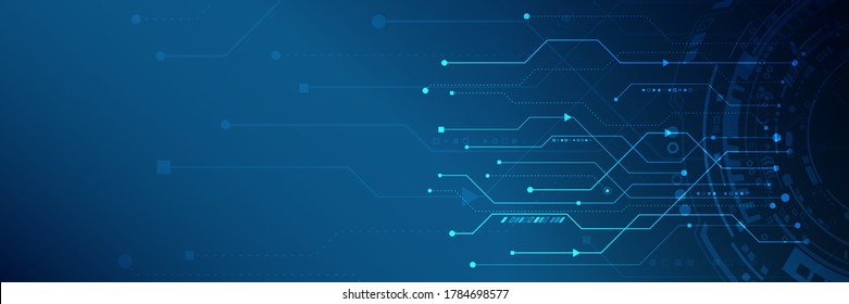 Wide Abstrakte moderne futuristische, technologische Hintergrund. High-Tech-Digitalkommunikation. Hintergrund der Circuit-Board-Technologie. Elektronische Hauptplatine.