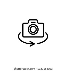 Wide angle camera line icon. Round, circle, photo. Virtual reality concept. Can be used for topics like panoramic view, vr technology, digital device capabilities