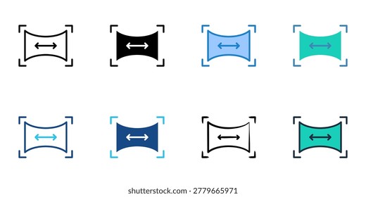Wide angle icons set multiple style collection. Editable stroke 
