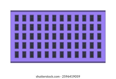 Wide apartment complex home architecture 2D cartoon object. Contemporary urban residential development. Realestate multistory housing isolated element flat vector clip art on white. Spot illustration