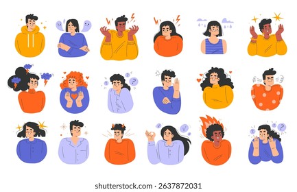 A Wide Array of Diverse Emotions Skillfully Illustrated Using Colorful Icons and Imagery