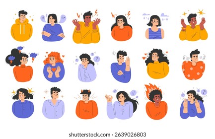 A Wide Array of Diverse Emotions Skillfully Illustrated Using Colorful Icons and Imagery