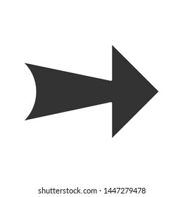 Wide arrow glyph icon. Rightward route. Arrowhead indexer. Next. Navigation pointer, indicator sign. Arrow showing right direction. Silhouette symbol. Negative space. Vector isolated illustration
