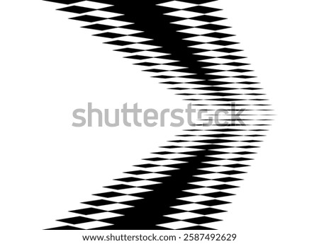 Wide Arrow made of sharp pixelated elements with a transition from black to white.  design Trussing Modern graphic element. Sports vector pattern. Pointer, navigation, direction. Speed