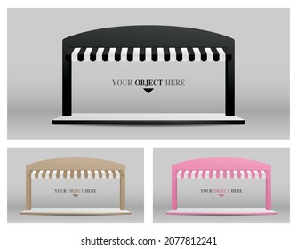 wide awning and arch with platform display 3d illustration vector for putting your object