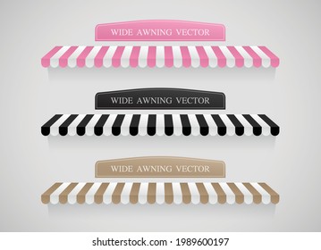 Wide awning vector collection with signage for adding text svg