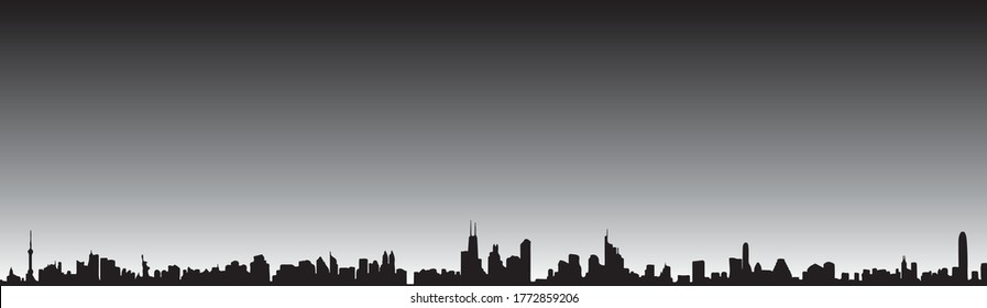 black and white landscape city