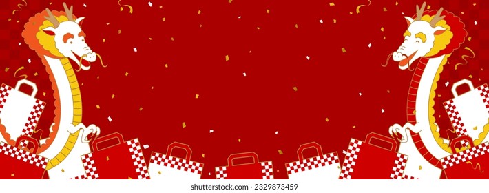 wide background with dragons and shopping bags