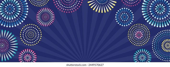 wide background of fireworks and concentrated lines