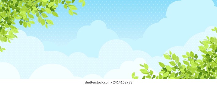 wide background with fresh greenery and blue sky