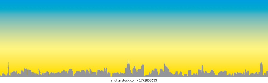 Wide Background Morning City Landscape