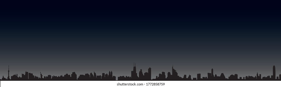 Wide Background Night City Landscape