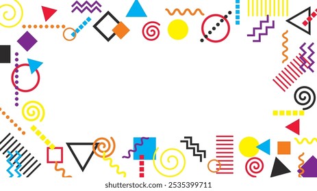 quadro de fundo largo gráficos de padrão geométrico - pop art cor branco fundo -