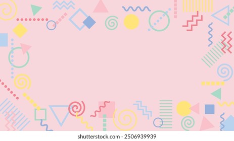 Gráficos de marco de fondos anchos de memphis 2D - collar simple de artículos para bebés -
