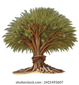 wide  Beautiful large, tropical tree isolated 