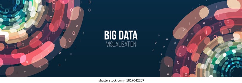 Wide Big data visualization. Abstract background with lines array and binary code. Connection structure. Data array visual concept. Big data connection complex.