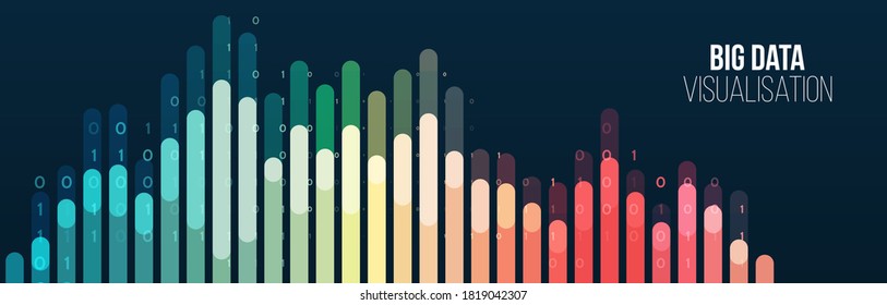 Wide Big data visualization. Abstract background with lines array and binary code. Connection structure. Data array visual concept. Big data connection complex.