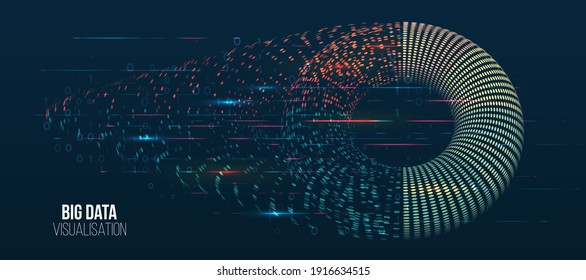 Wide Big Data Visualization. Machine Learning Algorithm For Information Filter And Analytic. Abstract Background With Circle Array And Binary Code. Data Array Visual Concept. Big Data Connection.