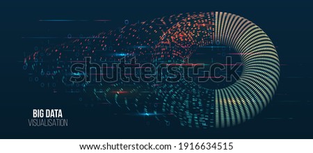 Wide Big data visualization. Machine learning algorithm for information filter and analytic. Abstract background with circle array and binary code. Data array visual concept. Big data connection.