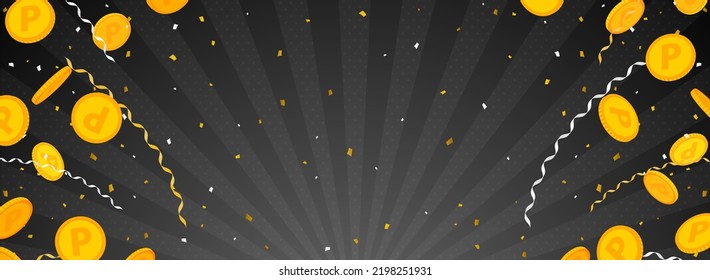 fondo negro amplio con monedas caídas y confetti