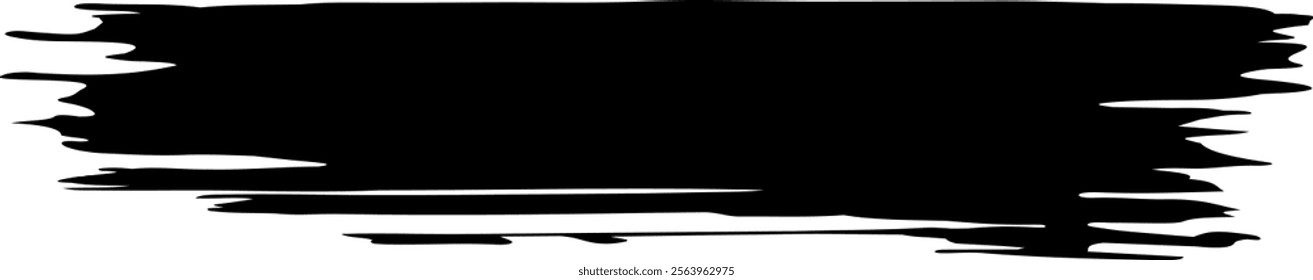 Wide black brush stroke creating a textured banner effect, ideal for adding a bold and artistic touch to designs or as a background element