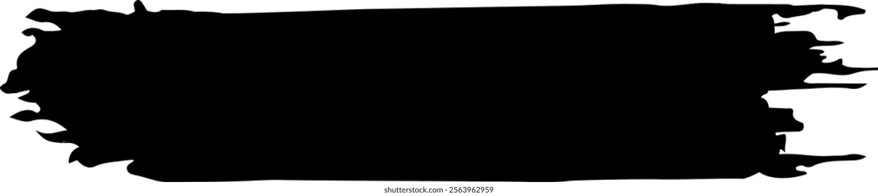 Wide black brush stroke forming a striking horizontal banner, offering ample space for adding text or designs, enhancing creativity and artistic expression in various projects