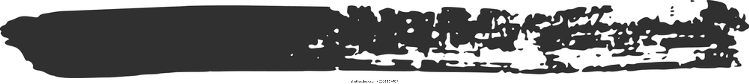 Wide black brush stroke with textured edges creates a dramatic and artistic visual element, perfect for adding a touch of raw energy to designs
