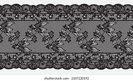 Wide Black Lace Ribbon Trim.