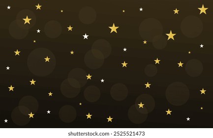 Fondo de Vector negro ancho con estrellas de oro, invierno, tema de Navidades alegres. Ilustración vectorial. EPS 10