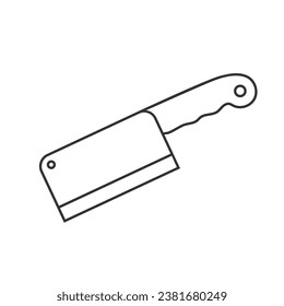Wide blade kitchen knife line icon in flat. Vector