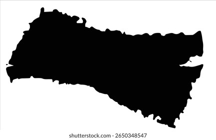 Wide blocky ink blot shape. Abstract grunge background element with rough torn paper-like edges.