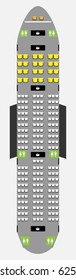 Wide Body Aircraft Seat Map With Restroom And Galley Vector Illustration 