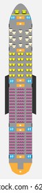 Wide Body Aircraft Seat Map With Restroom And Galley Vector Illustration 