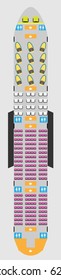 Wide Body Aircraft Seat Map With Restroom And Galley Vector Illustration 