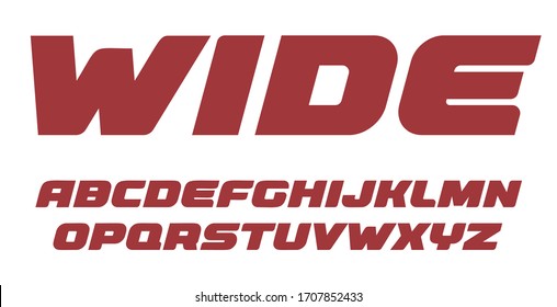 Wide bold letters set, heavy alphabet, bold italic style alphabet. Weight font for gym, auto, race or game. Ideal for advertising headline, logo, print and banner design. Vector typography 