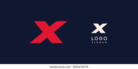 Wide bold red letter X, modern dynamic logo for business identity of technological, automotive and sports business. Vector illustration.