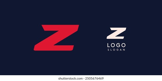 Wide bold red letter Z, modern dynamic logo for business identity of technological, automotive and sports business. Vector illustration.