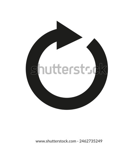 Wide bold rotating round arrow. Circle arrow. Vector illustration.