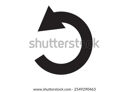 Wide bold semi circle arrow. Vector illustration. Semicircular rounded curved one-sided arrow.