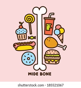 Wide bone vector illustration