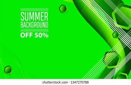 Wide bright green abstract geometric background texture with lines in the style