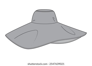 Wide brim bucket hat mockup template vector design.