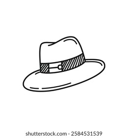 Wide Brim Hat Simple Outline illustration