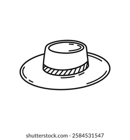 Wide Brim Hat Simple Outline illustration