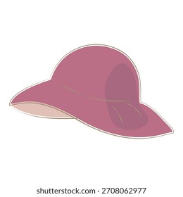 Sombrero rosa de ala ancha ilustración simple