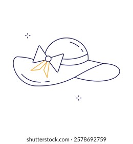 Wide Brim Resort Sun Hat Vector Icon Design