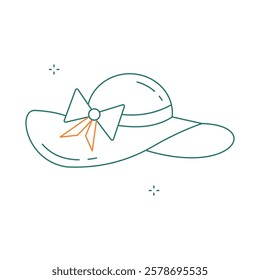 Wide Brim Summer Sun Hat Vector Icon Design